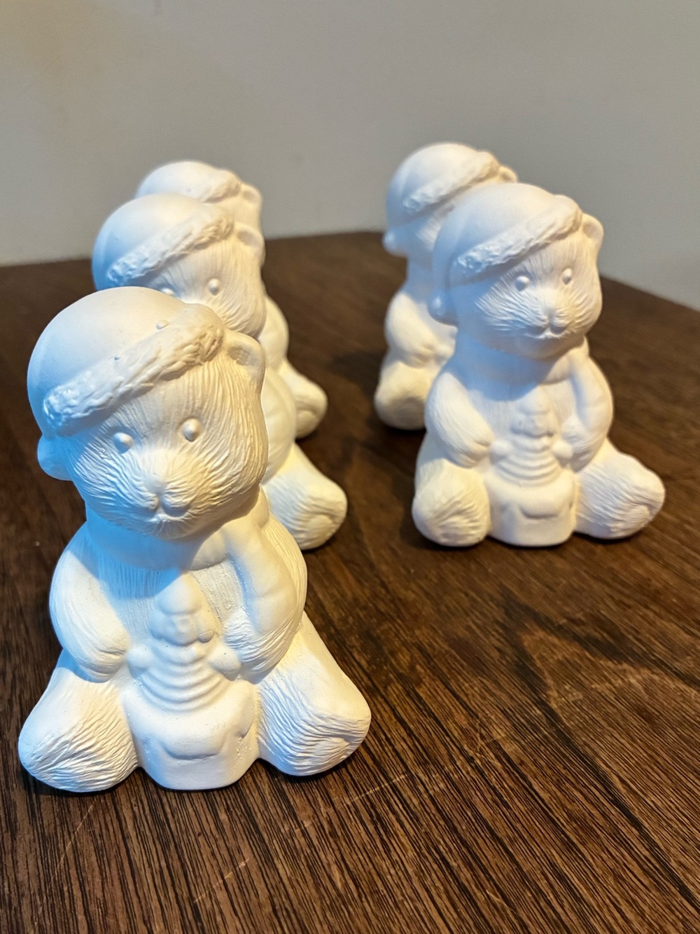 White Ceramic Christmas Teddy Bear - Jack In the Box Figurines